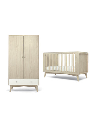 Coxley - Natural White 2 Piece Cotbed Set with Wardrobe